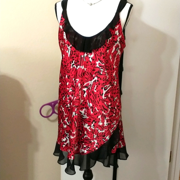 Oscar de la Renta Other - Oscar de la Renta pink label SZ L red and black sleepwear  gown nighty